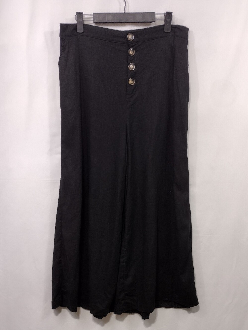 Who What Wear Linen Blend Wide Leg Pants Womens 12 Black Boho Retro 90s Y2K